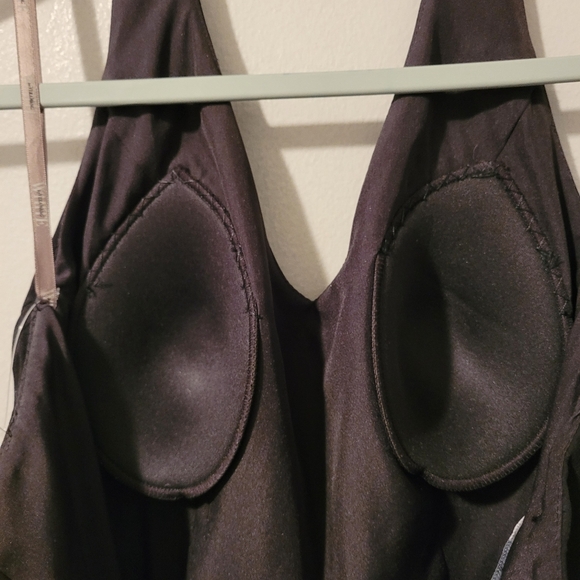 White By Vera Wang Wmns 2 Elegant Black Taupe Halter Formal Dress Evening Gown - Picture 10 of 16